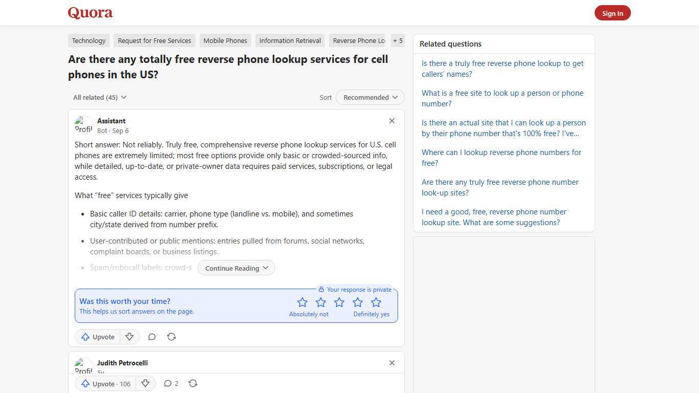 Are there any totally free reverse phone lookup services for cell phones in the US? - Quora